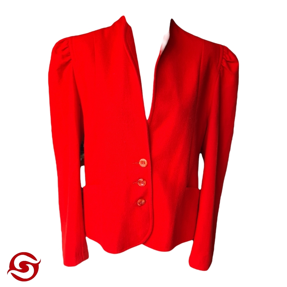VINTAGE 80s Wool Blend 12 Red Elegant Coat Jacket - Picture 16 of 16